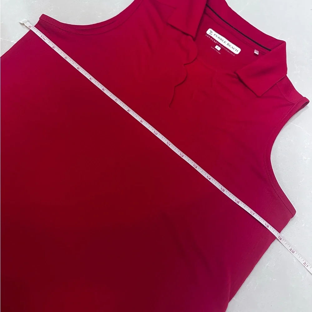 Pebble Beach Dry Luxe Sleeveless Red Golf Tank Top, Scalloped Collar, Large - Picture 3 of 4